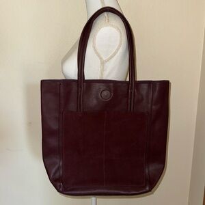 Francesca’s Large Faux Leather/Suede Burgundy Tote